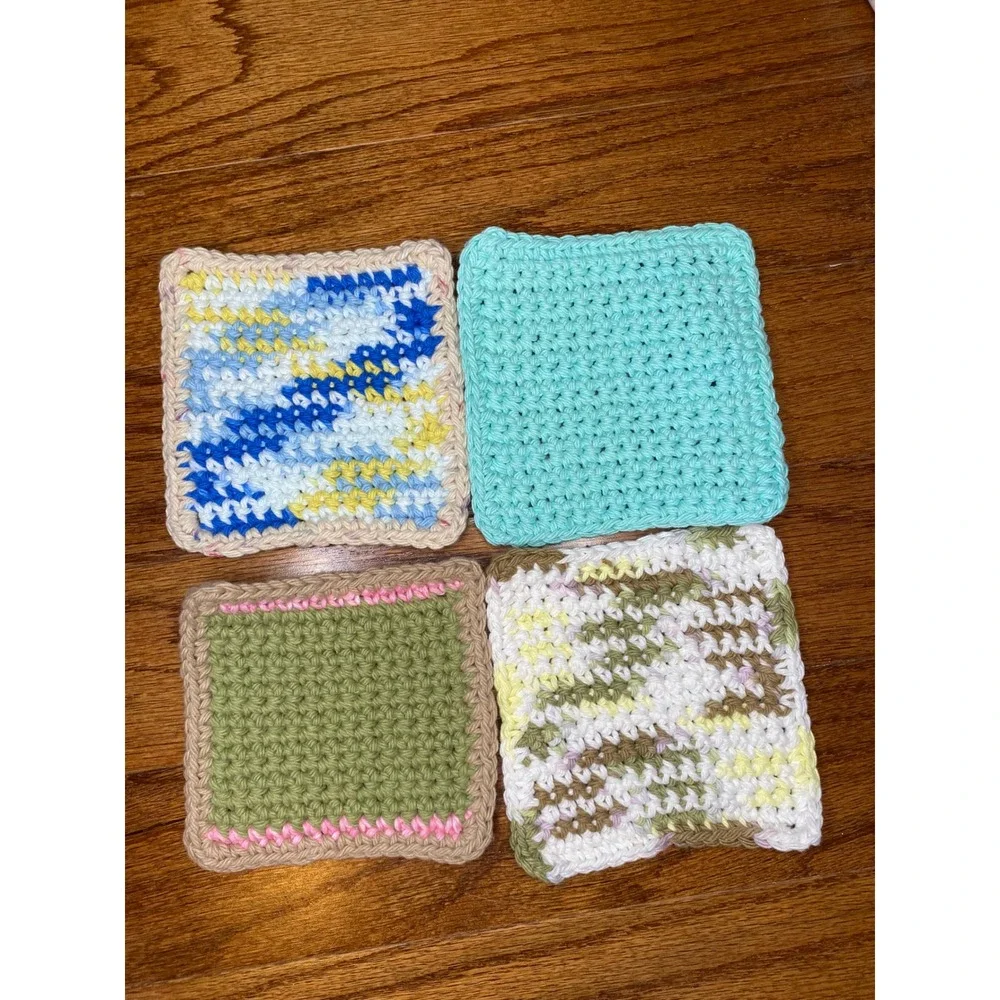 Set of 4 Handmade‎ Crochet Face Cloths